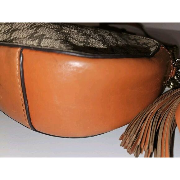 Michael Kors Ginny Small Oval Monogrammed Crossbody Bag Brown - Picture 7 of 13